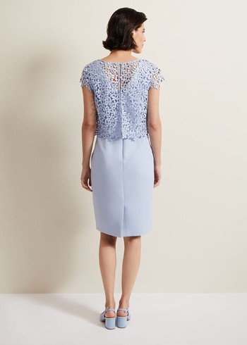 Phase Eight Daisy Lace Double Layer Dress Blue Australia | LV8962541